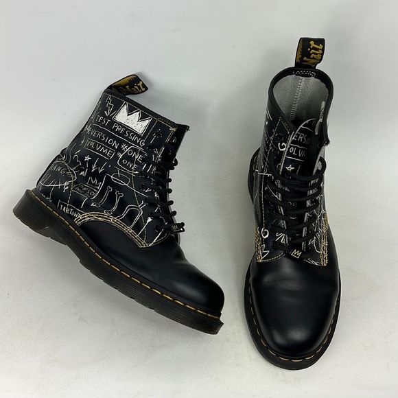 Dr. Martens Shoes - Dr Martens x Jean Michel Basquiat 1460 graffiti art combat boots women’s 8.5